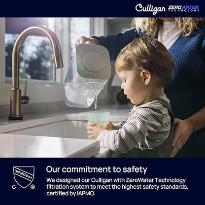 Culligan with ZeroWater Technology 10-Cup Water Filter Pitcher – Includes 5-Stage Advanced Water Filter, IAPMO Certified to Reduce Lead, Total PFAS (Forever Chemicals), Mercury, Fluoride, and Chlorine