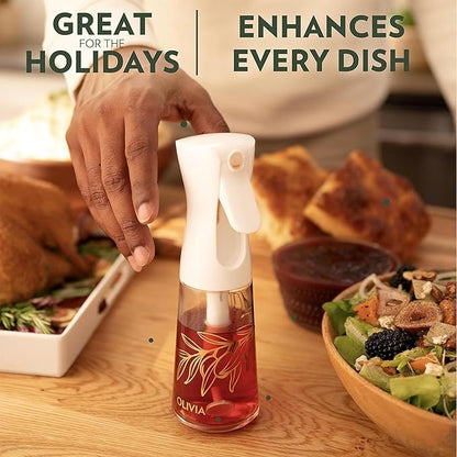 FLAIROSOL OLIVIA Oil Sprayer for Cooking, 200ml Glass Olive Oil Sprayer, Continuous Cooking Spray Bottle with Portion Control, Olive Oil Dispenser for Kitchen, Air Fryer, Salad, BBQ (Golden Leaves)
