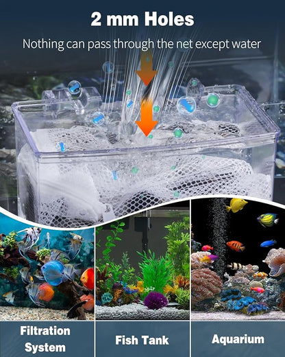Pawfly 8 Pack Aquarium Filter Media Bags, Fish Tank Fine Mesh Bag with Plastic Zipper Aquarium Reusable Mesh Bag for Activated Carbon Bio Filter Balls Filter Stones Ceramic Rings, White, 7.9" x 5.9"