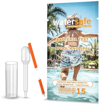 Pool and Spa Rapid Bacteria Test by Watersafe, Test Strips to Detect Down to 1 Bacteria/μL in 15 Minutes, Including E. coli and Salmonella, Single Test