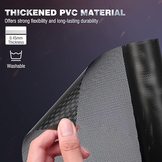 MoKo 400x300mm DIY PC Case Dust Mesh Filter, [4 Pack] PVC Dustproof Magnetic Dust Filter Cover, PC Mesh Grill with Magnetic Frame Strip Computer Cooler Fan Dust Filter for Computer PC Case, Black