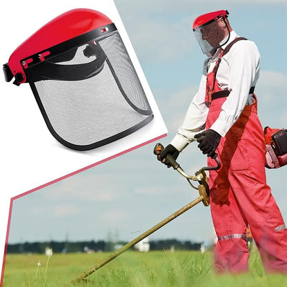 Amylove 6 Pcs Safety Face Shield with Mesh Weed Whacking Face Shield Masks Chainsaw Gardening Weed Mover Protection (Red)