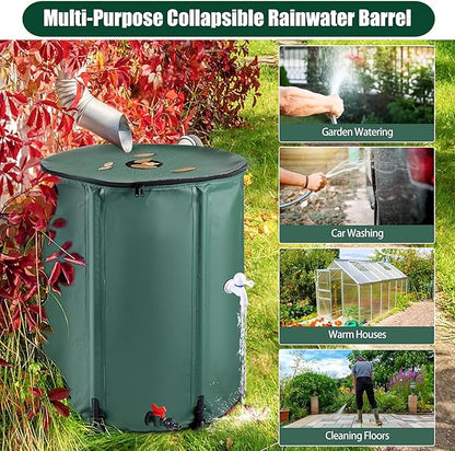 THUNDERBAY 53 Gallon Collapsible Rain Barrel, Portable Rain Barrels to Collect Rainwater from Gutter, Rainwater Collection System, Water Storage Tank Catcher Container with Filter Spigot