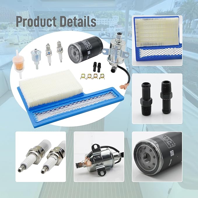 Oil Filter Air Filter Electric Fuel Pump Tune Up Kit Fit for Onan RV QG Generators 5500 7000 HGJAA HGJAB HGJAC Marquis Gold/RV QG Marquis Platinum QG EFI Engines Replace 122-0836 140-3116 E11015