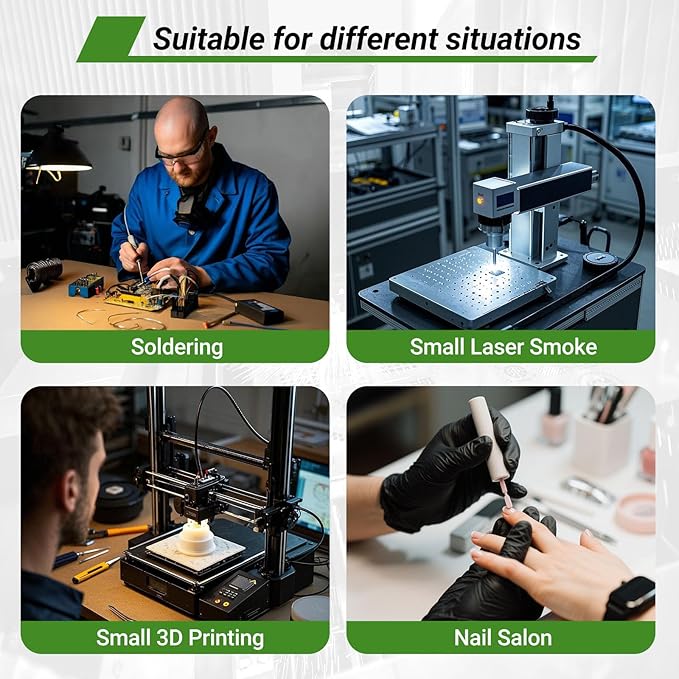 YC100 Solder Fume Extractor, Powerful 105W & Suction 260m³/h, Low-Noise Below 53dB, Fume Extractor Soldering with 13 Filters 3-Layers Filtration,Fume Extractor for 5W 10W Laser Engraving, Soldering