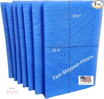 Fast-Shipped-Filters 7 Pack Replacement Filter Pads Compatible with MicroPower Guard One Hour Air Cleaner Refill Blue (7, Blue, 24x30)