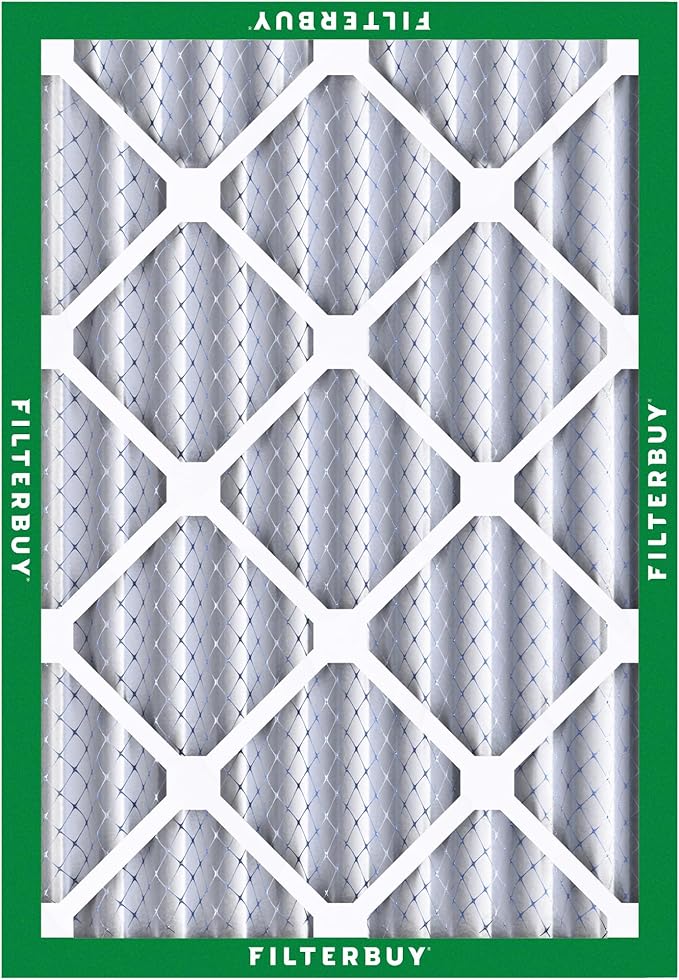 Filterbuy 20x25x4 Air Filter MERV 8 Essential Dust & Allergy Defense (2-Pack), Electrostatic Pleated HVAC AC Furnace Filters Replacement, Made in USA (Actual Size: 19.50 x 24.50 x 3.63)