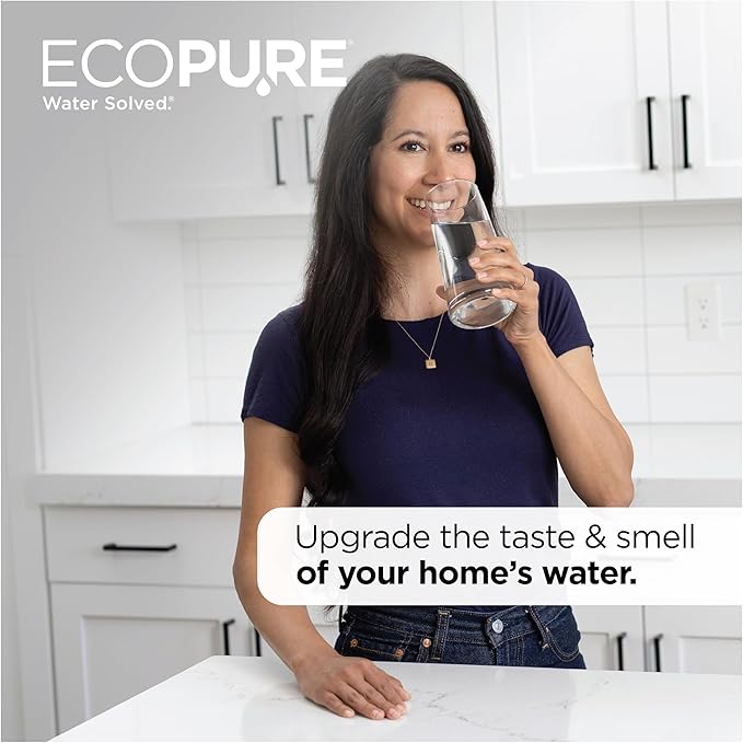 EcoPure EPINL30 5-Year In-Line Refrigerator Water Filter – Universal Fit for Most Fridges, Ice Makers, RVs & Boats – Reduces Chlorine Taste & Odor – Easy DIY Install with 1/4" Fittings