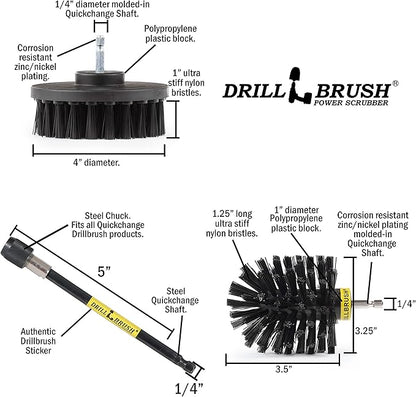 BBQ Grill and Smoker Cleaning Supplies - Nylon Grill Brush for Drill Set with Extension - Household Cleaning Electric Spin Scrubber - Industrial Cleaning Tools - Alternative to Wire Brush for Drill