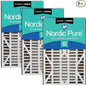 Nordic Pure 16x25x3 (Actual Size: 15 13/16 x 24 5/16 x 3) MERV 14 Plus Carbon Trion Air Bear Cub Replacement Air Filters 3 Pack