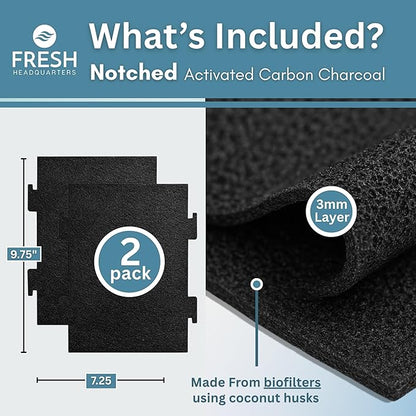 2-Pack Notched Activated Carbon Charcoal Microwave Hood Filters - 9.75" x 7.25" Microwave Hood Filters - Compatible with Whirlpool OTR Models and KitchenAid Models, Made in USA