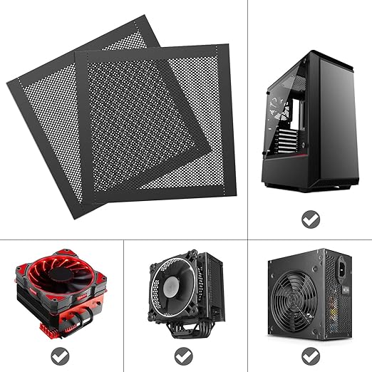 MoKo 120mm Dust Filter for Computer Cooler Fan, [4 Pack] Magnetic Frame PC Fan Dust Mesh PC Cooler Filter PVC Dustproof Cover Computer Fan Grills - Black