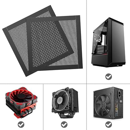 MoKo 120mm Dust Filter for Computer Cooler Fan, [4 Pack] Magnetic Frame PC Fan Dust Mesh PC Cooler Filter PVC Dustproof Cover Computer Fan Grills - Black