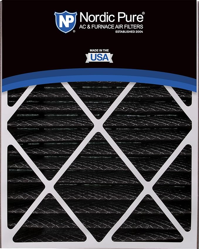 Nordic Pure 20x25x5 (Actual Size: 19 3/4 x 24 1/4 x 4 7/8) Air Bear AC Filter Replacement MERV 10 Pleated + Carbon 1 Pack