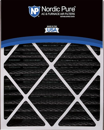 Nordic Pure 20x25x5 (Actual Size: 19 3/4 x 24 1/4 x 4 7/8) Air Bear AC Filter Replacement MERV 10 Pleated + Carbon 1 Pack