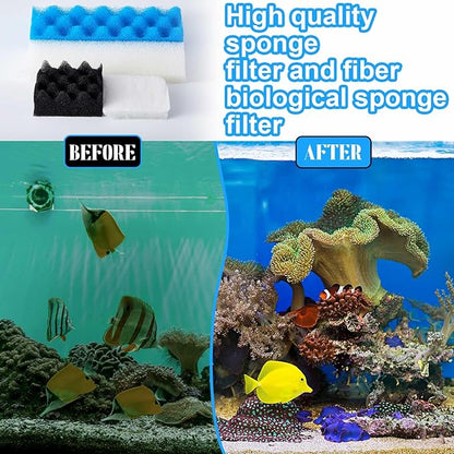 38 Pcs Compatible with Fluval 406/407 Filter Media Canister Filter Maintenance & Replacement Kit, Including Bio Sponge, Activated Carbon, Ceramic Rings, Mesh Bags, Rags, Silicone Lubricant