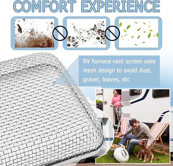 4.64×4.64 Inch RV Vent Cover Stainless Steel,RV Furnace Vent Screen & Installation Tool for Avoiding Flying Animal,RVs Furnace Vents Cover Fit RVs/Campers Car Accessories