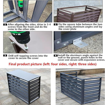 Freestanding Louvered Space Divider, outdoor garbage can enclosures, balcony air conditioning privacy cover, durable, noise reduction, suitable for gardens, balconies, walls, courtyards ( Color : FOUR