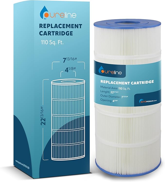 Pureline 110 Sq Ft Pool Replacement Cartridge Filter, Compatible with Jacuzzi Triclops TC330 (Non Triangular Cartridges only)