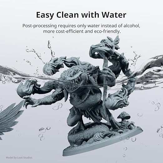 ANYCUBIC Water Washable 3D Printer Resin 2.0, 405nm High Precision 3D Resin, Low Shrinkage Photopolymer Resin for 4K/8K/12K Capable LCD DLP Resin 3D Printer Printing (HD Grey, 1000g)