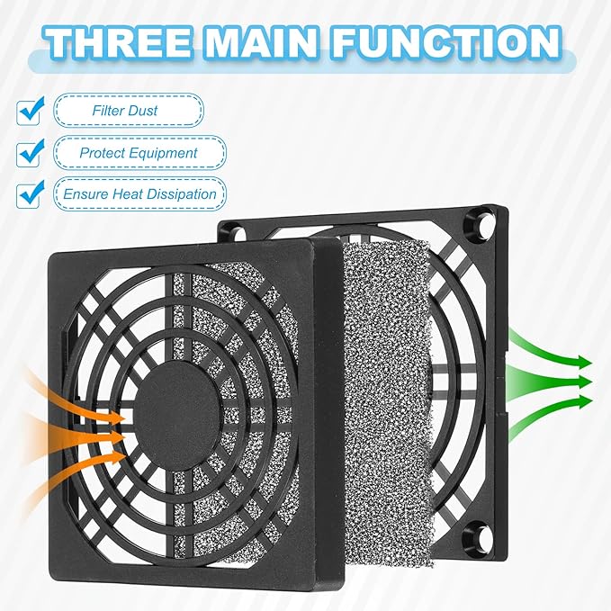 PATIKIL 70mm Fan Filter Grill, 6 Pcs Plastic Ventilation Dustproof Grill Cover Cooling Ventilator with Screws for Industry Workshop Computer Case Refrigerators Air Conditioning, Black