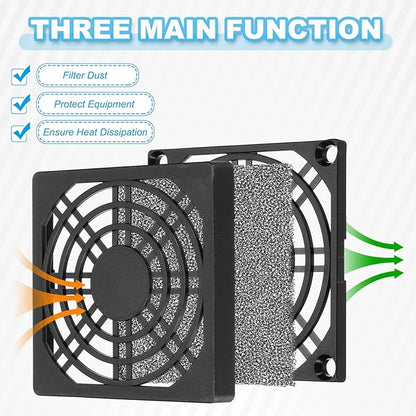 PATIKIL 70mm Fan Filter Grill, 6 Pcs Plastic Ventilation Dustproof Grill Cover Cooling Ventilator with Screws for Industry Workshop Computer Case Refrigerators Air Conditioning, Black