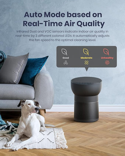 TCL Breeva A2 Air Purifiers for Home Bedroom with Ionizer Up to 441 ft², Auto Mode, H13 True HEPA Filter, 26db Quiet Air Cleaner Filter 99.97% Allergies Smoke Odor Pet Hair Dust Pollen Mold