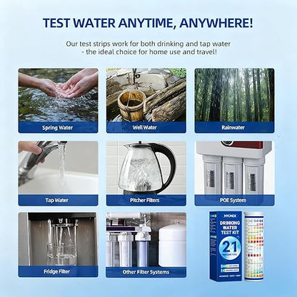 21 in 1 Accurate Drinking Water Testing Kits, 145 Strips + 4 Bacteria Tests, Well and Tap Water Test Kit, Home Test Strips for Lead, Fluoride, Chlorine, Hardness, pH, Iron, Copper, and More