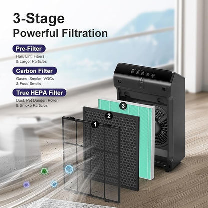 5510 Toxin Absorber Replacement Filter for Winix 5510 and 5520 Air Purifier, 1x H13 True HEPA + 1x Activated Carbon (Part# 1712-0123-00)