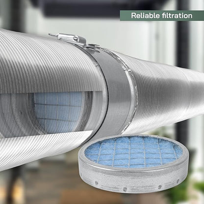 Vent Systems 4" Filter Replacement - Duct Filter - G4 Class Filtration Purifier System with Steel Mesh Screen - Air Vent Filters for Dust Collection/Air Purification - Rigid/Flexible Vent Hose