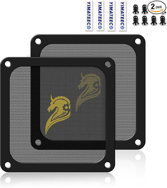 140mm Fan Filter PC Dust Filter Computer Fan Grills Dust Mesh Magnetic Frame PC Case Cover Dustproof PVC 50 Mesh(PVC, Gentleman Aesthetic, 140 * 140mm, 2pcs, Black)
