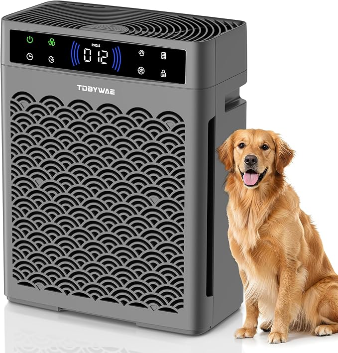 Air Purifiers for Home Large Room, Cover Up to 3000 Ft² with Air Quality Monitor and Timer, HEPA Filter Air Purifier for Bedroom with Fragrance, Air Cleaner for Dorm Room, Office - Grey
