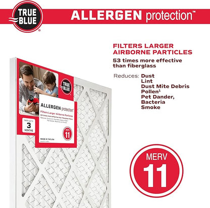 True Blue 14x20x1 MERV 11 Allergen Air Filter (4-Pack) | Electrostatic Pleated HVAC Furnace Air Filter | Replacement Filter for Home Use | Made in USA