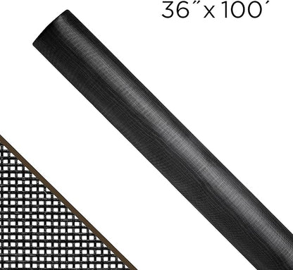 ADFORS Small Insect Screen, 36 inches x 100 Feet Roll - Tiny Insect Replacement Screen for Windows and Doors - Charcoal