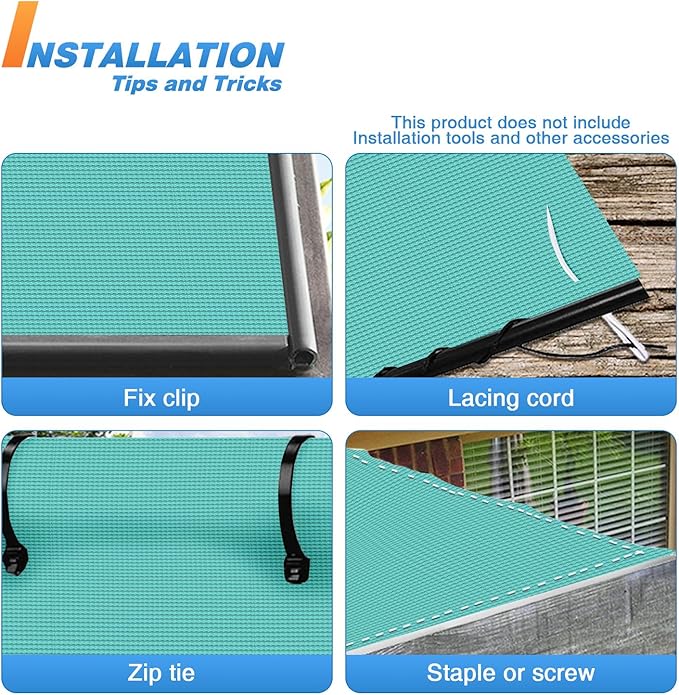 TANG Sun Shade Fabric Roll 8'x129' Shade Cloth for Garden Turquoise Green HDPE Mesh Shading Pergola Cover Replacement Canopy, 95% Blockage Sunshades for Outdoor Patio Backyard Plant
