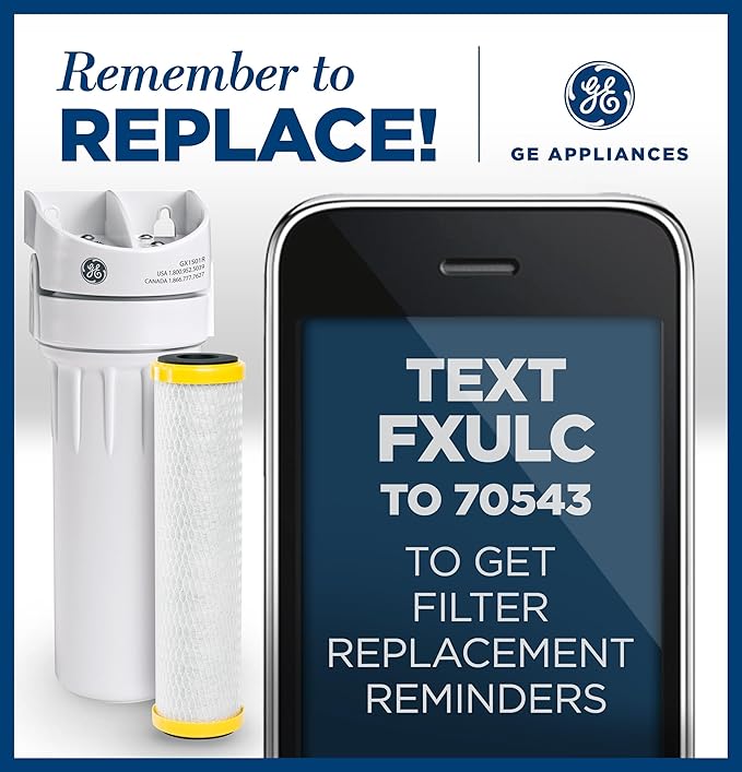 GE Advanced Single Stage Drinking Water System Replacement Filter, Fits GX1S01R Under Sink Filtration System, Replace Every 6 Months, FXULC