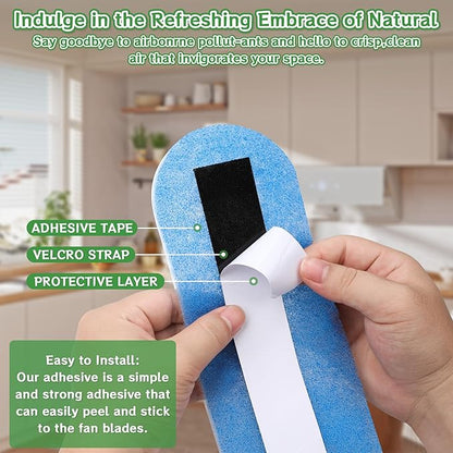 15Pcs Ceiling Fan Air Purifier Filters, Made with Coconut Shell Carbon to Trap Dust, Odors & Allergens | Unscented, Universal Fit for All Fan Blades