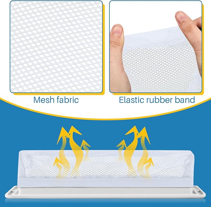 Zonon 12 Pcs 4 x 10 Inch Floor Register Trap Cover Vent Screen for Home Vent Mesh Elastic Band Filter Floor Register Trap Keeps Pet Hair, Food Out(White)