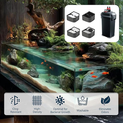 30 Pack Replacement Filter Media Kit Compatible with Fluval 406/407 Aquarium Filters, Including Bio Ceramic Rings, Activated Carbon, Blue, White & Black Bio Foam Value Pack