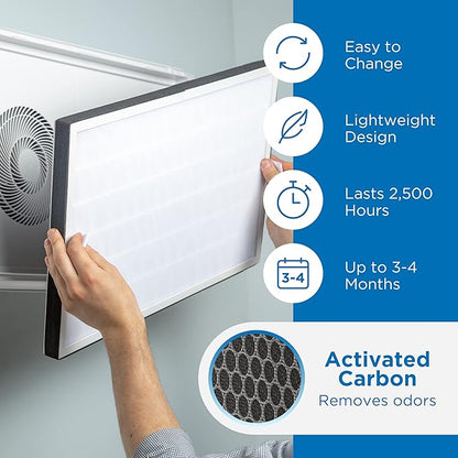 Medify MA-35 Genuine Replacement Filter for Allergens, Smoke, Wildfires, Dust, Odors, Pollen, Pet Dander | 3-in-1 with Pre-Filter, True HEPA H13 & Carbon | 0.1 Micron Removal | White, 2-Pack