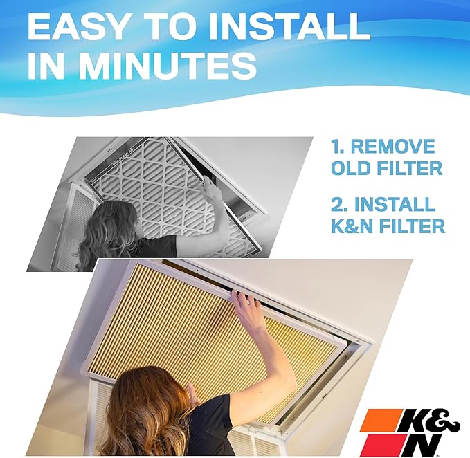 K&N 16x20x1 HVAC Furnace Air Filter, Lasts a Lifetime, Washable, Merv 11, the Last HVAC Filter You Will Ever Buy, Breathe Safely at Home or in the Office, HVC-11620