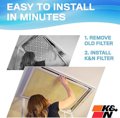 K&N 16x20x1 HVAC Furnace Air Filter, Lasts a Lifetime, Washable, Merv 11, the Last HVAC Filter You Will Ever Buy, Breathe Safely at Home or in the Office, HVC-11620