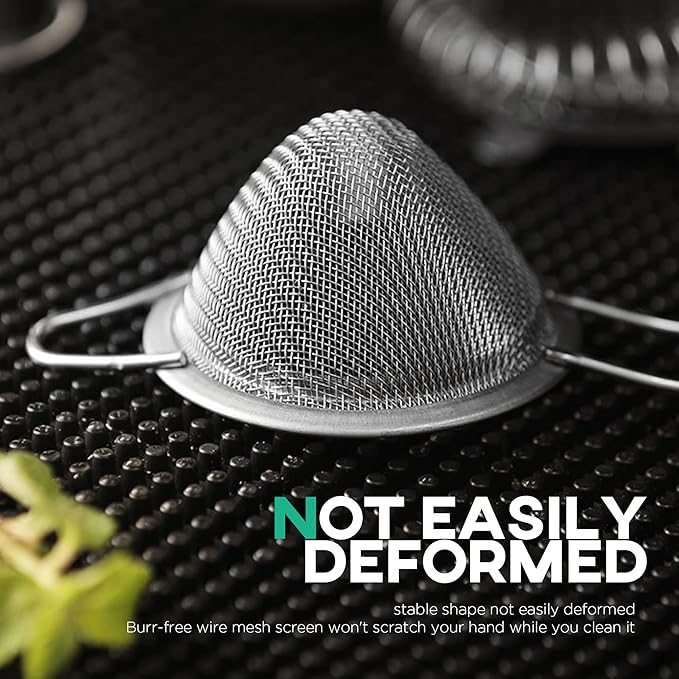 Homestia 2 Piece 3.3" Fine Mesh Strainer for Kitchen, 304 Stainless Steel Cocktail Sieve Sifters for Food, Liquid Strainer for Drinks, Tea, Coffee, Juice, Flour, Fruits, Vegetables (Silver, 2 Pack)