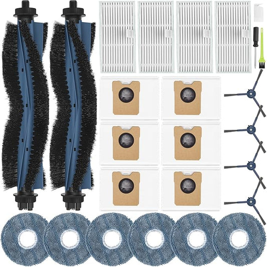 25PCS C20 Replacement Parts for eufy Omni C20 Vacuum Cleaner Includes Main Brush, Mop Pads, HEPA Filters, Dust Bags, Side Brushes High-Performance Compatible with eufy Robot Vacuum Cleaner