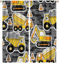 Kids Construction Excavator Window Curtains, Yellow Excavator Transporter Truck Cartoon Vehicles Rod Pocket Decorative Window Curtain for Children Teens Room 42x45in (30% Blackout)