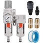 NANPU 3/8" NPT Air Dryer System - 5 Micron Particulate Filter, 0.5 Micron Coalescing Filter & Air Pressure Regulator, Water Trap Separator - Semi-Auto Drain,0-150 psi Gauge, Poly Bowl, Metal Bracket