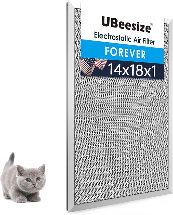 UBeesize 14x18x1 Air Filter HVAC AC Furnace Filter,MERV 8,Reusable Washable, Lasts a Lifetime,Permanent Air Filter,Breathe Fresher,Home And Office(Actual Size:13.74x17.83x0.8Inch)