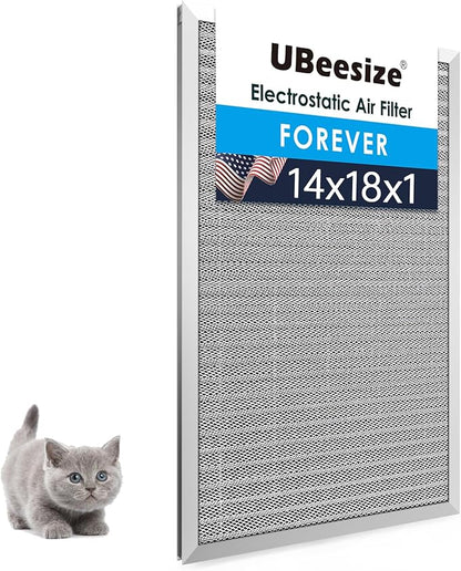 UBeesize 14x18x1 Air Filter HVAC AC Furnace Filter,MERV 8,Reusable Washable, Lasts a Lifetime,Permanent Air Filter,Breathe Fresher,Home And Office(Actual Size:13.74x17.83x0.8Inch)