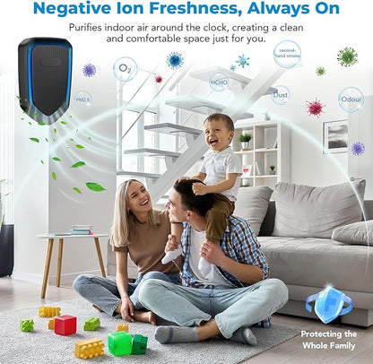 Air Ionizers Plug In Negative Ion Air Purifiers Quiet Air Freshener for Home Bedroom Office Basement - Portable Mini Air Cleaner Odor, Smoke, Dust, Pet Smell (6, Black)