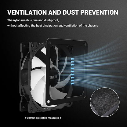 Dust Filter PC 120mm for Computer Cooler/PSU/Routers Nylon 80 Mesh, Magnetic Frame PC Fan Dust Mesh Cooler Filter Dustproof Computer Fan Grills (Nylon, 120 * 120mm, 2pcs, Black)